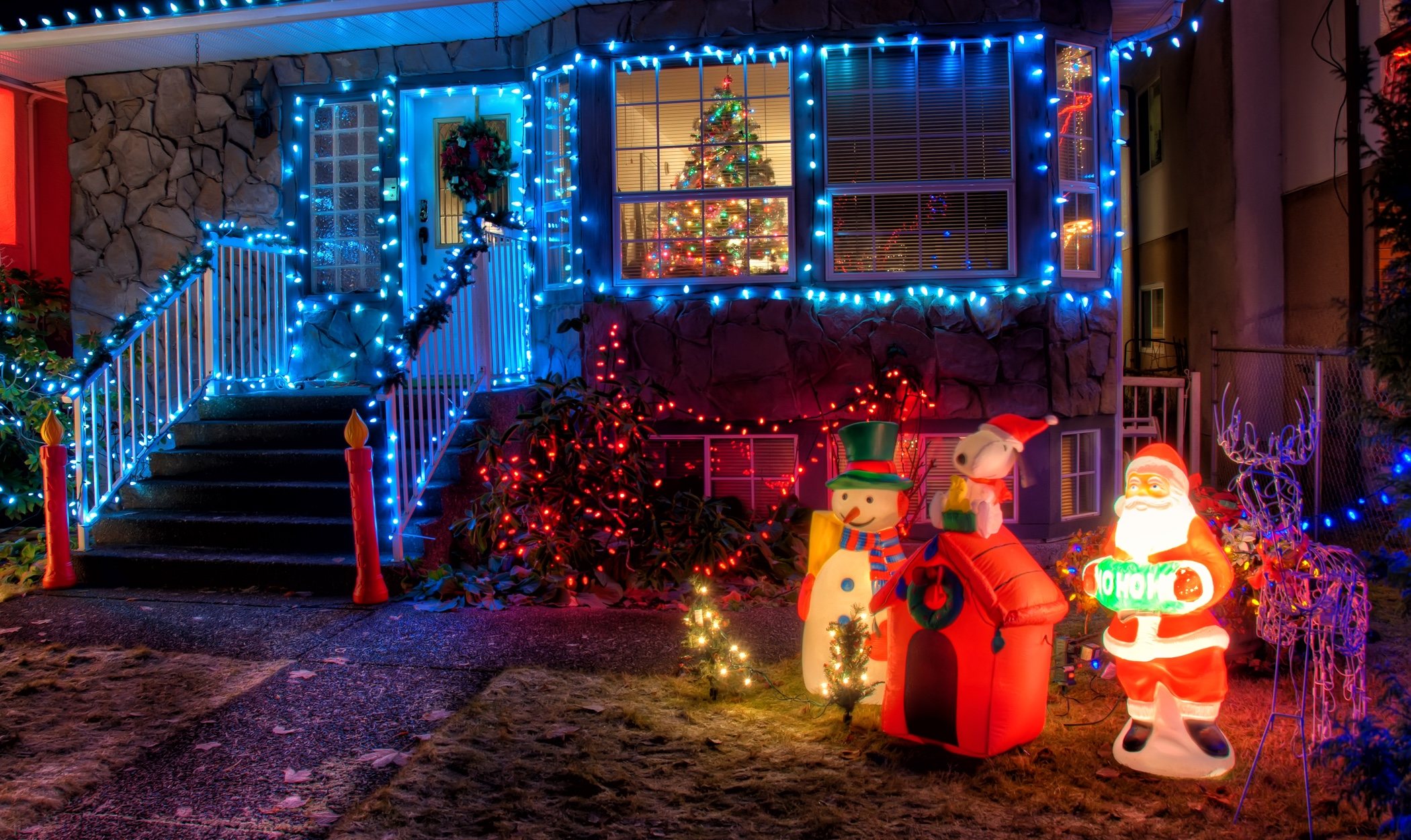 Cómo decorar el jardín con luces navideñas